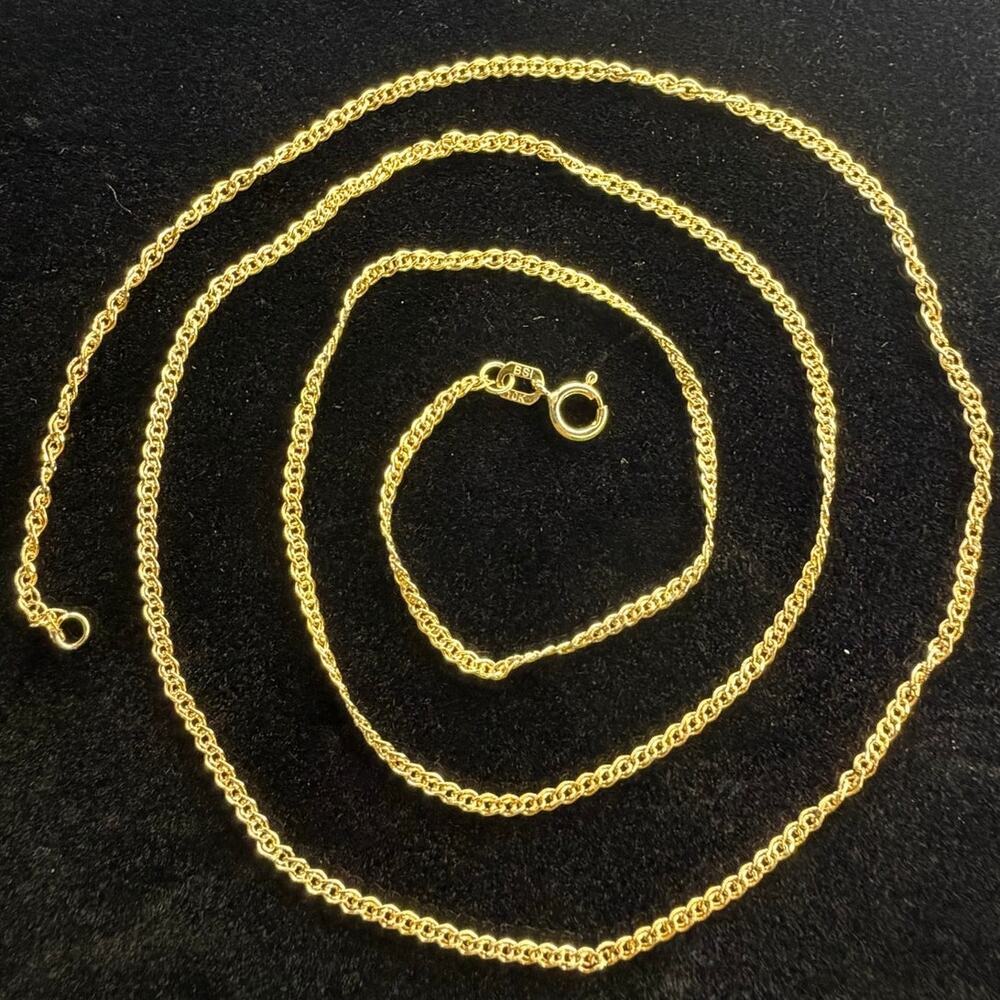 Solid 10k Yellow Italian Gold Nona Link Chain Necklace 22" Long 2mm Wide